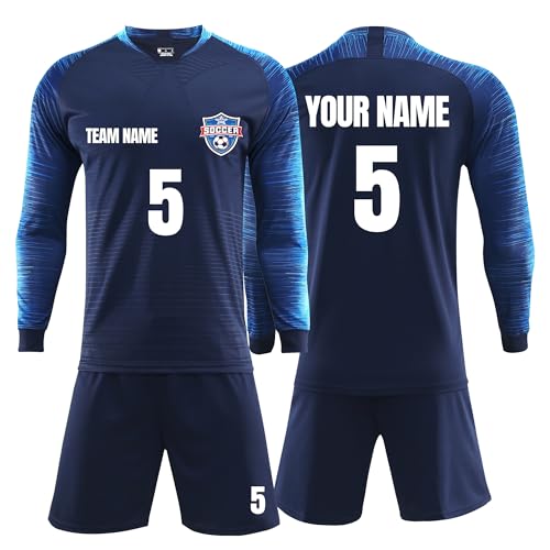 Faletony Personalisiertes Fussball Trikot Kinder Set und Erwachsene Set mit Name Nummer Team Logo Benutzerdefiniert Trikot Fußballtrikot Fusstball Shirt & Shorts Set Für Junge Herren von Faletony