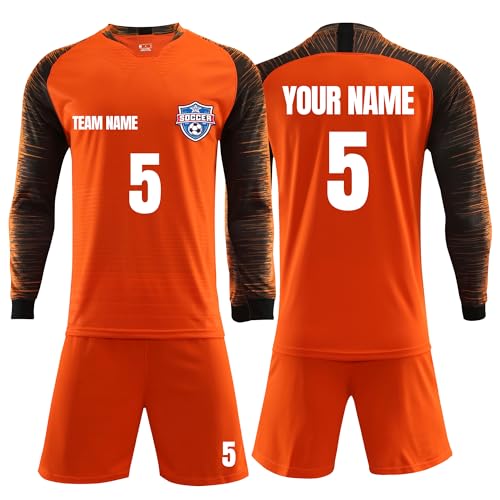 Faletony Personalisiertes Fussball Trikot Kinder Set und Erwachsene Set mit Name Nummer Team Logo Benutzerdefiniert Trikot Fußballtrikot Fusstball Shirt & Shorts Set Für Junge Herren von Faletony