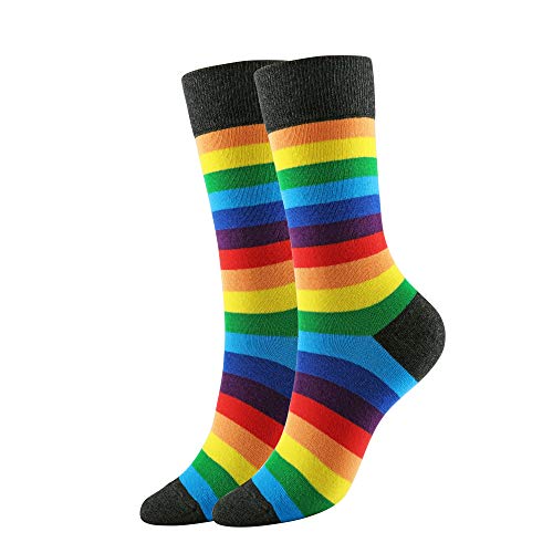 Faletony Socken Damen Regenbogen Farbe Gestreift Gedruckt Zehensocken Frauen bunten Mustern für Damen und Herren (Grau Socken Mund) von Faletony