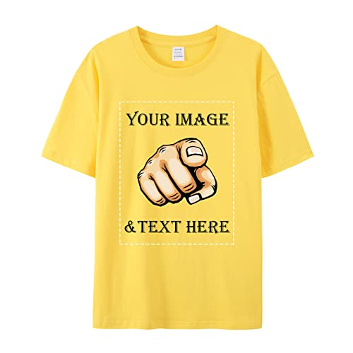 Faletony Unisex Personalisiert T-Shirt vollfarbig einseitig Bedruckt mit eigenem Foto Text Logo Name Selbst Gestalten Baumwolle Tshirt Damen Herren von Faletony