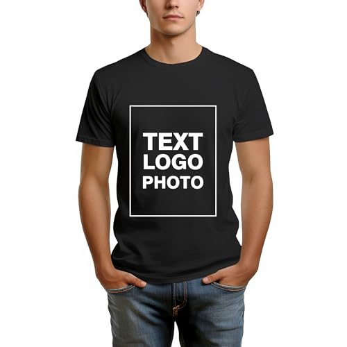 Faletony Unisex Personalisiert T-Shirt vollfarbig einseitig Bedruckt mit eigenem Foto Text Logo Name Selbst Gestalten Baumwolle Tshirt Damen Herren von Faletony