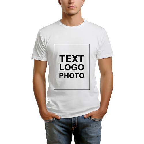 Faletony Unisex Personalisiert T-Shirt vollfarbig einseitig Bedruckt mit eigenem Foto Text Logo Name Selbst Gestalten Baumwolle Tshirt Damen Herren von Faletony