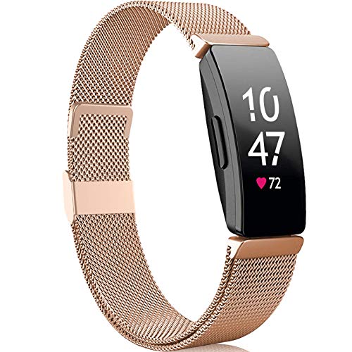 Faliogo Kompatibel für Fitbit Inspire Armband/Fitbit Inspire 2 Armband/Fitbit Inspire HR Armband, Metall Edelstahl Ersatzarmband mit Magnetverschluss Kompatibel mit Ace 2, Damen Klein, Royalgold von Faliogo