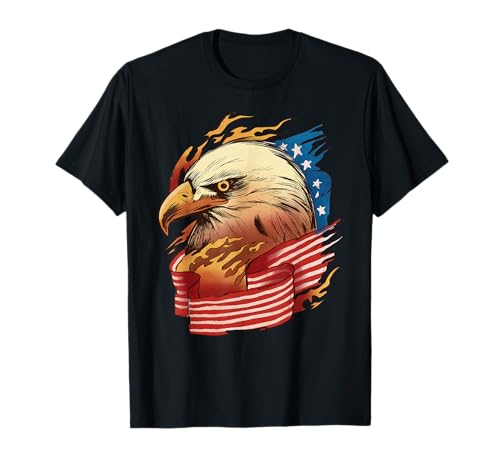 Adler mit amerikanischer Flagge für Herren Damen Kinder T-Shirt Adler mit amerikanischer Flagge für Herren Damen Kinder T-Shirt von Falke Falknerei, lustige Sprüche