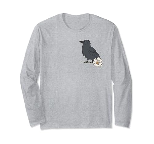 Mystische Krähe mit Blume Comic Kunst - Herren Damen Kinder Langarmshirt Mystische Krähe mit Blume Comic Kunst - Herren Damen Kinder Langarmshirt von Falke Falknerei, lustige Sprüche