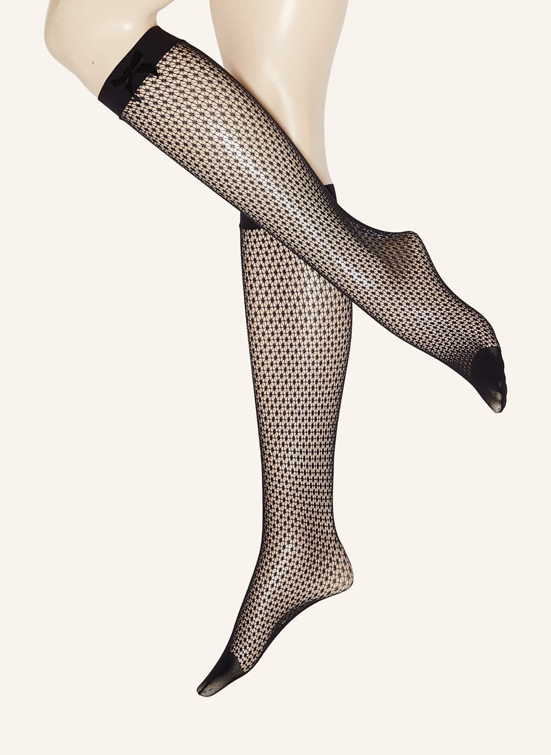 Falke Fein-Kniestrümpfe Net schwarz von Falke