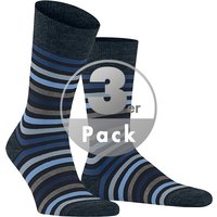 Falke Herren Socken blau Schur-Wolle Gestreift von Falke
