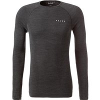 Falke Herren Longsleeve schwarz Schurwollmix unifarben von Falke