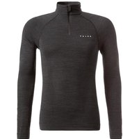 Falke Herren Longsleeve schwarz Schurwollmix unifarben von Falke