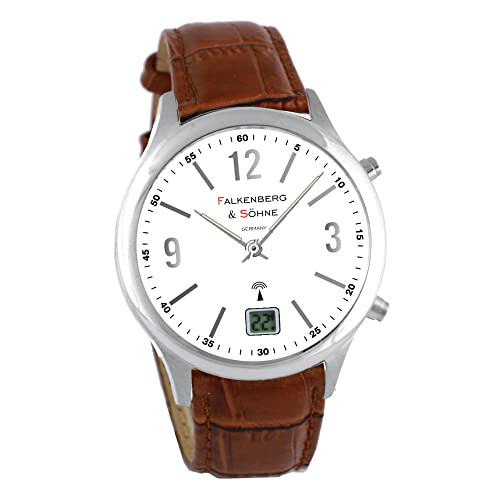 Falkenberg & Söhne Funkarmbanduhr Japanisches Quarzuhrwerk Funkuhr 42 mm Edelstahl Leder 22 mm Funksignal DCF77 Herrenarmbanduhr Damenarmbanduhr Digitale & Analoge Anzeige Datumsanzeige Falkenberg & Söhne Funkarmbanduhr Japanisches Quarzuhrwerk Funkuhr 42 mm Edelstahl Leder 22 mm Funksignal DCF77 Herrenarmbanduhr Damenarmbanduhr Digitale & Analoge Anzeige Datumsanzeige von Falkenberg & Söhne