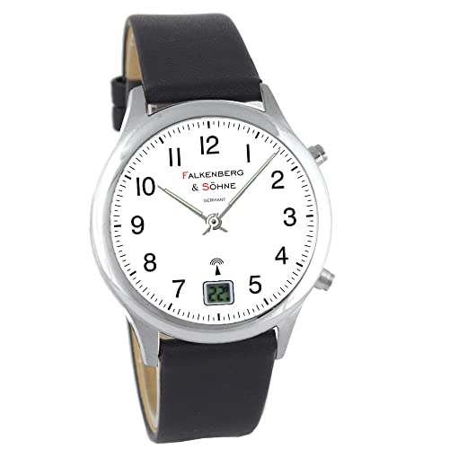 Falkenberg & Söhne Funkarmbanduhr Japanisches Quarzuhrwerk Funkuhr 42 mm Edelstahl Leder 22 mm Funksignal DCF77 Herrenarmbanduhr Damenarmbanduhr Digitale & Analoge Anzeige Datumsanzeige Falkenberg & Söhne Funkarmbanduhr Japanisches Quarzuhrwerk Funkuhr 42 mm Edelstahl Leder 22 mm Funksignal DCF77 Herrenarmbanduhr Damenarmbanduhr Digitale & Analoge Anzeige Datumsanzeige von Falkenberg & Söhne