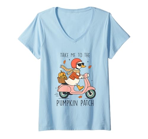 Damen Bring mich zum Pumpkin Patch Duck Fun T-Shirt mit V-Ausschnitt Damen Bring mich zum Pumpkin Patch Duck Fun T-Shirt mit V-Ausschnitt von Fall Autumn Pumpkin Spice Duck Fun Adventures