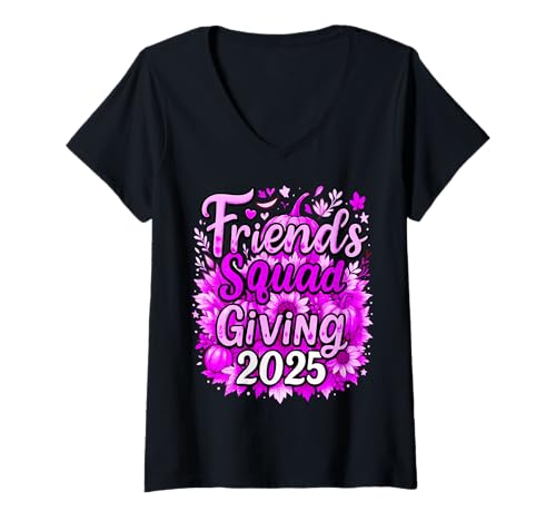 Damen Herbst Friendsgiving 2025 - Süßes Herbst-Design für Mädchen T-Shirt mit V-Ausschnitt Damen Herbst Friendsgiving 2025 - Süßes Herbst-Design für Mädchen T-Shirt mit V-Ausschnitt von Fall Friends Squad Giving 2025 Thanksgiving