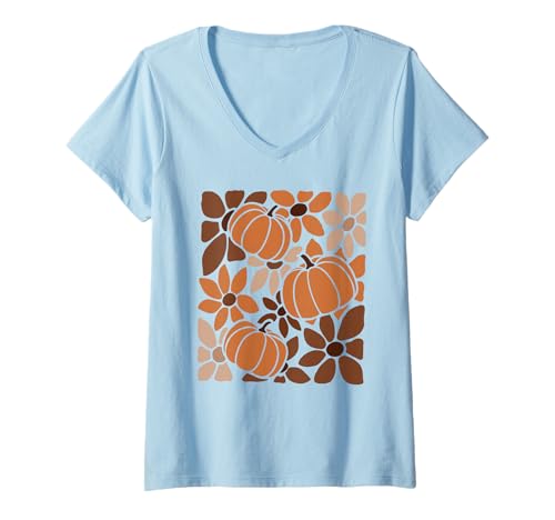 Damen Fall Graphic Season Womens T-Shirt mit V-Ausschnitt Damen Fall Graphic Season Womens T-Shirt mit V-Ausschnitt von Fall Graphic Season Wear