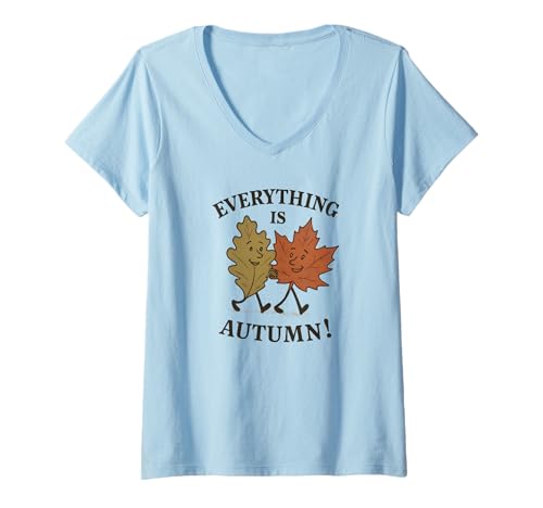 Damen Alles ist Herbst Fröhlicher Herbst Ernte Herbst T-Shirt mit V-Ausschnitt Damen Alles ist Herbst Fröhlicher Herbst Ernte Herbst T-Shirt mit V-Ausschnitt von Fall Harvest Festival Novelty Apparel