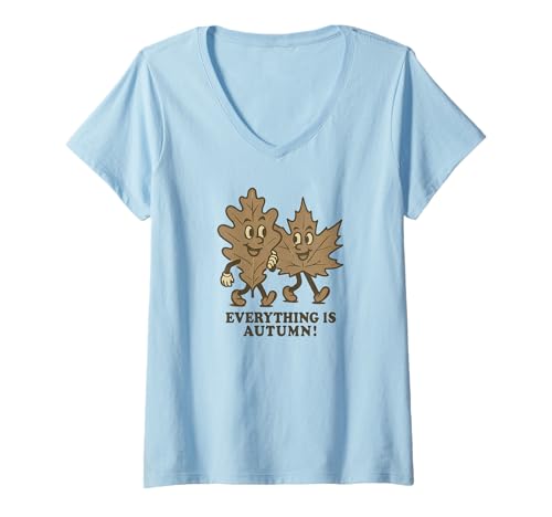 Damen Alles ist Herbst Fröhlicher Herbst Ernte Herbst T-Shirt mit V-Ausschnitt Damen Alles ist Herbst Fröhlicher Herbst Ernte Herbst T-Shirt mit V-Ausschnitt von Fall Harvest Festival Novelty Apparel