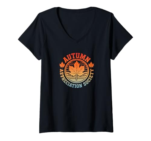 Damen Autumn Appreciation Society Herbst Ernte Liebe Herbst T-Shirt mit V-Ausschnitt Damen Autumn Appreciation Society Herbst Ernte Liebe Herbst T-Shirt mit V-Ausschnitt von Fall Harvest Festival Novelty Apparel