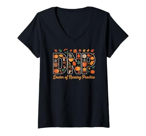 Damen DNP Doctor of Nursing Practice Herbst-Kürbis-Design T-Shirt mit V-Ausschnitt Damen DNP Doctor of Nursing Practice Herbst-Kürbis-Design T-Shirt mit V-Ausschnitt von Fall Healthcare Professional Pride by NLTS
