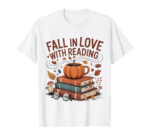 Herbst Lesen Liebe Kürbis Buch Brille Herbst Frauen Mädchen T-Shirt Herbst Lesen Liebe Kürbis Buch Brille Herbst Frauen Mädchen T-Shirt von Fall In Love with Reading
