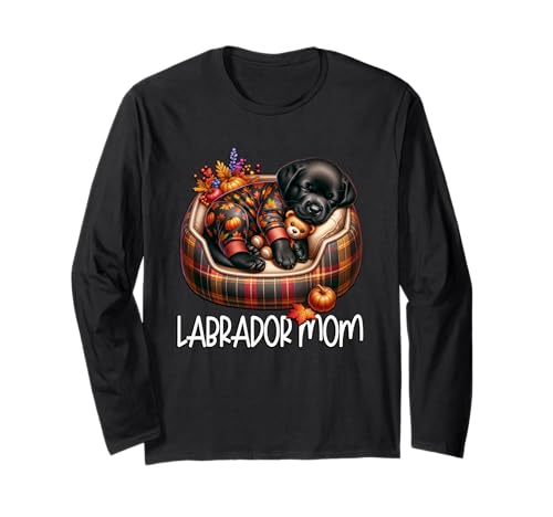 Black Labrador Puppy Graphic for Women and Fall Labrador Mom Langarmshirt von Fall Labrador Gifts For Black Labrador Dog Lovers