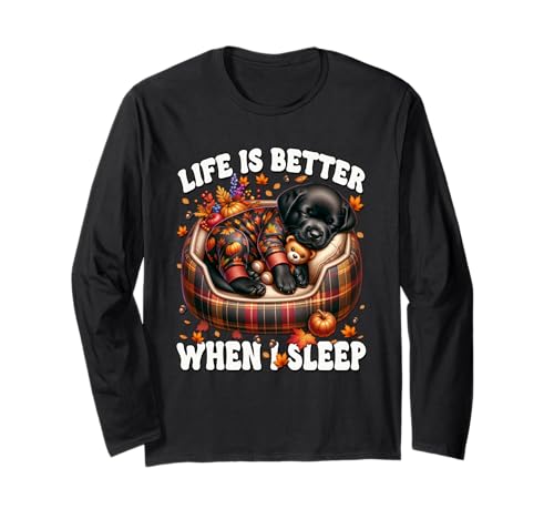 Cute Sleeping Labrador Retriever Dog for Women Autumn Sleep Langarmshirt von Fall Labrador Gifts For Black Labrador Dog Lovers