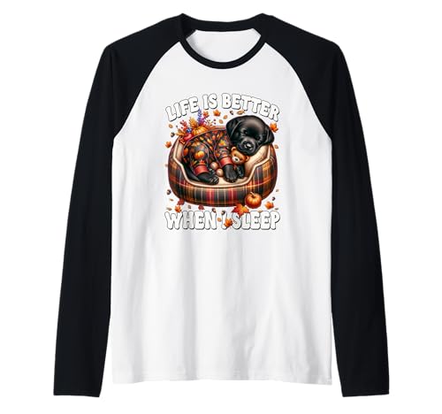 Cute Sleeping Labrador Retriever Dog for Women Autumn Sleep Raglan von Fall Labrador Gifts For Black Labrador Dog Lovers
