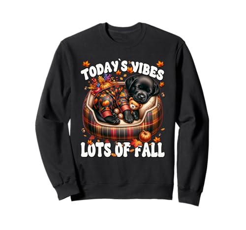 Fall Saying for Women with Black Labrador Retriever Puppy Sweatshirt von Fall Labrador Gifts For Black Labrador Dog Lovers