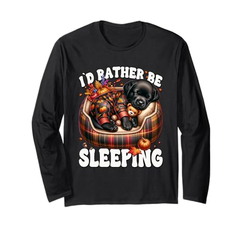 Id Rather Be Sleeping Fall Saying for Women Cute Labrador Langarmshirt von Fall Labrador Gifts For Black Labrador Dog Lovers