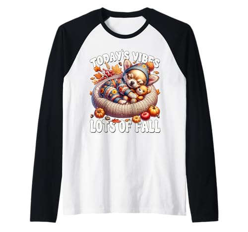 Fall Saying for Women Autumn Sleep Puppy for Chihuahua Mom Raglan von Fall Puppy Chihuahua Gifts For Chihuahua Lovers