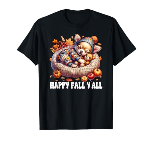 Happy Fall Yall Graphic for Women Girls Cute Chihuahua Puppy T-Shirt von Fall Puppy Chihuahua Gifts For Chihuahua Lovers