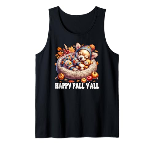 Happy Fall Yall Graphic for Women Girls Cute Chihuahua Puppy Tank Top von Fall Puppy Chihuahua Gifts For Chihuahua Lovers