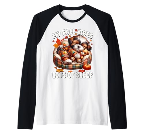 Mai-Shi Dog Graphic Women Funny Fall Saying for Shih Tzu Mom Raglan von Fall Puppy Mom And Shih Tzu Gifts For Dog Lovers