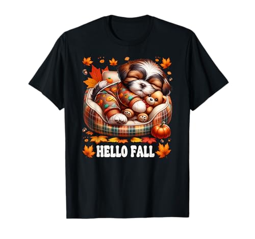 Shih Tzu Dog Mom Graphic for Fall Women Hello Fall Autumn T-Shirt von Fall Puppy Mom And Shih Tzu Gifts For Dog Lovers