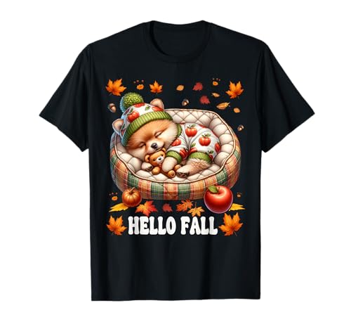Hello Fall Pomeranian Themed Graphic for Women Cute Pom Mom T-Shirt Hello Fall Pomeranian Themed Graphic for Women Cute Pom Mom T-Shirt von Fall Puppy Pomeranian Gifts For Pomeranian Lovers