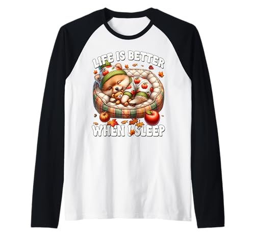 Pomeranian Dog for Fall Women Like Pom Mom Cute Autumn Sleep Raglan Pomeranian Dog for Fall Women Like Pom Mom Cute Autumn Sleep Raglan von Fall Puppy Pomeranian Gifts For Pomeranian Lovers