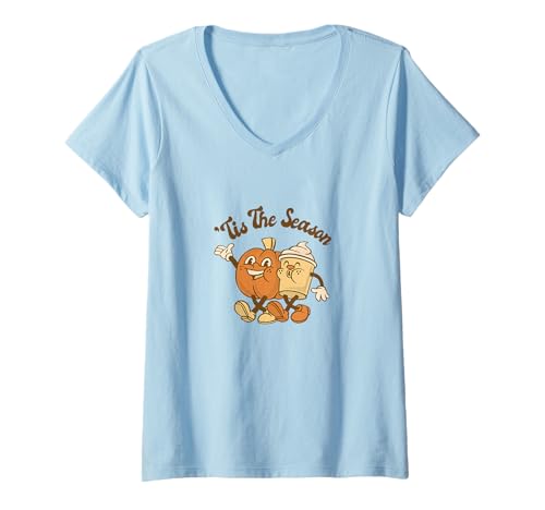 Damen Tis The Season Halloween Shirt Herbst Saison T-Shirt mit V-Ausschnitt Damen Tis The Season Halloween Shirt Herbst Saison T-Shirt mit V-Ausschnitt von Fall Season Apparel
