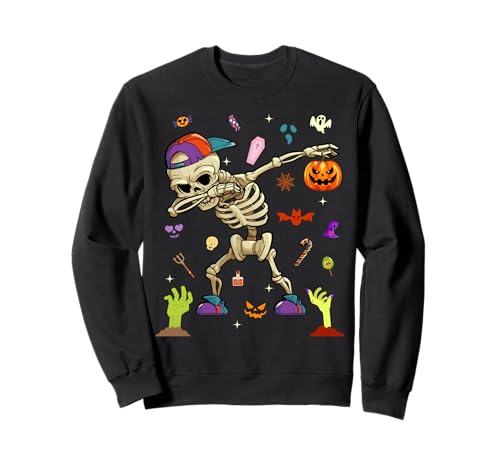 Men Women Kids Dabbing Skeleton Pumpkin Spooky Halloween Sweatshirt Men Women Kids Dabbing Skeleton Pumpkin Spooky Halloween Sweatshirt von Fall Season Autumn Halloween Costume Vampire Candy