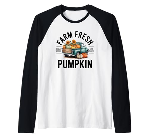 Farm Fresh Pumpkin Design Geschenk für Landwirte Männer Frauen Kinder Raglan von Fall Season Thanksgiving Spooky Halloween Graphics