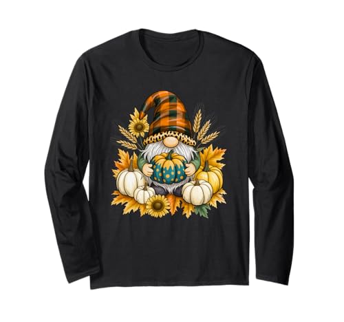 Niedlicher Herbst-Zwerg Herbst Kürbis Design Geschenk Männer Frauen Kinder Langarmshirt von Fall Season Thanksgiving Spooky Halloween Graphics