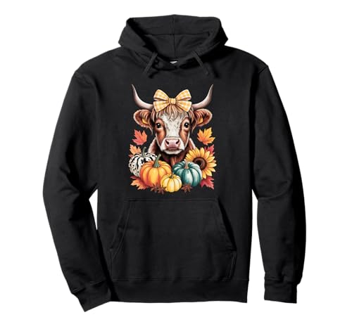 Süßes Hochlandkuh Herbstsaison Kürbis Design Geschenk Männer Frauen Pullover Hoodie von Fall Season Thanksgiving Spooky Halloween Graphics
