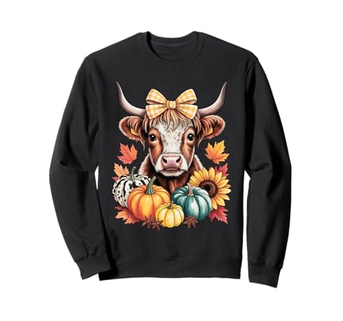 Süßes Hochlandkuh Herbstsaison Kürbis Design Geschenk Männer Frauen Sweatshirt von Fall Season Thanksgiving Spooky Halloween Graphics
