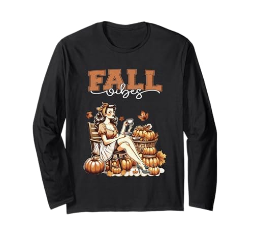 Fall Vibes Trendy Vintage Herbst Pin Up Mädchen mit Kürbis Langarmshirt Fall Vibes Trendy Vintage Herbst Pin Up Mädchen mit Kürbis Langarmshirt von Fall Vibes Pin Up Girl & Pumpkin Sapphire Star