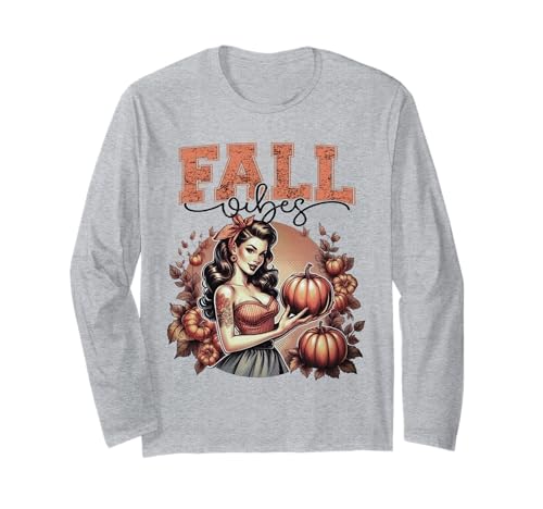 Fall Vibes Trendy Vintage Herbst Pin Up Mädchen mit Kürbis Langarmshirt Fall Vibes Trendy Vintage Herbst Pin Up Mädchen mit Kürbis Langarmshirt von Fall Vibes Pin Up Girl & Pumpkin Sapphire Star
