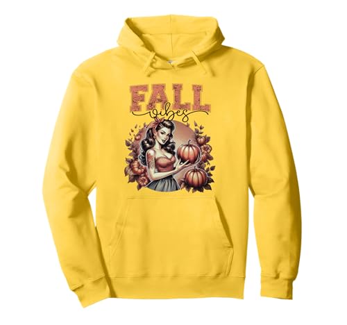 Fall Vibes Trendy Vintage Herbst Pin Up Mädchen mit Kürbis Pullover Hoodie Fall Vibes Trendy Vintage Herbst Pin Up Mädchen mit Kürbis Pullover Hoodie von Fall Vibes Pin Up Girl & Pumpkin Sapphire Star