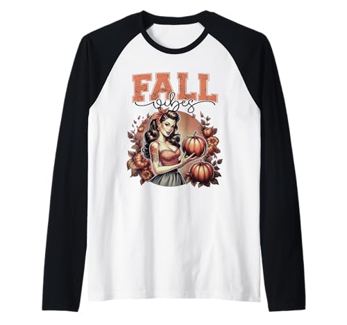 Fall Vibes Trendy Vintage Herbst Pin Up Mädchen mit Kürbis Raglan Fall Vibes Trendy Vintage Herbst Pin Up Mädchen mit Kürbis Raglan von Fall Vibes Pin Up Girl & Pumpkin Sapphire Star