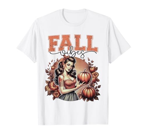 Fall Vibes Trendy Vintage Herbst Pin Up Mädchen mit Kürbis T-Shirt Fall Vibes Trendy Vintage Herbst Pin Up Mädchen mit Kürbis T-Shirt von Fall Vibes Pin Up Girl & Pumpkin Sapphire Star