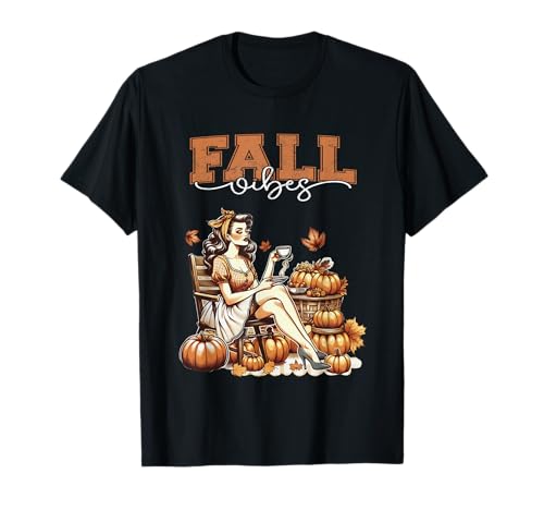 Fall Vibes Trendy Vintage Herbst Pin Up Mädchen mit Kürbis T-Shirt Fall Vibes Trendy Vintage Herbst Pin Up Mädchen mit Kürbis T-Shirt von Fall Vibes Pin Up Girl & Pumpkin Sapphire Star
