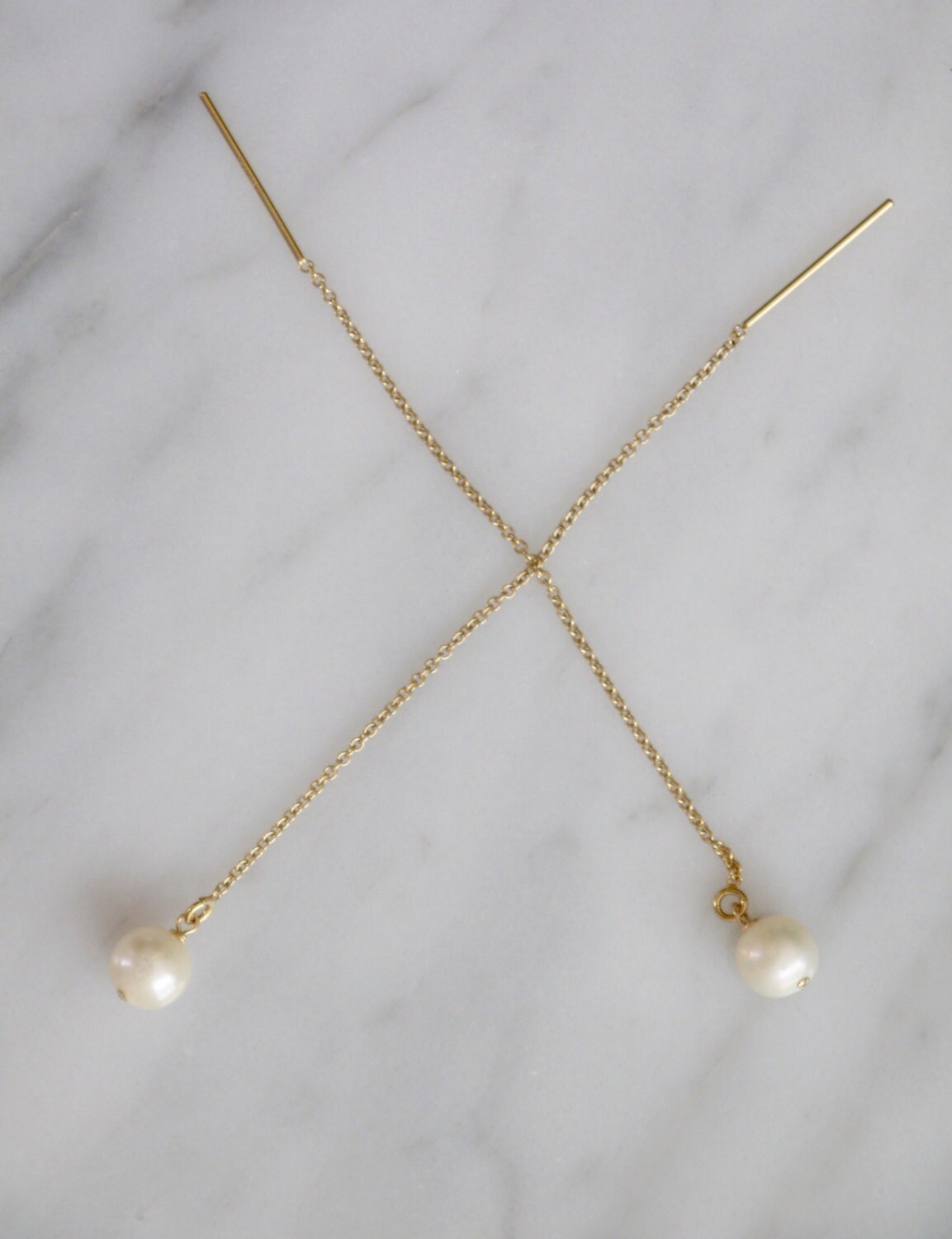 Runde Perle Und Gold Filled Oder Sterling Silber Einfädler Ohrringe Runde Perle Und Gold Filled Oder Sterling Silber Einfädler Ohrringe von FallForSamie