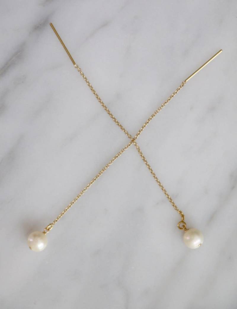 Runde Perle Und Gold Filled Oder Sterling Silber Einfädler Ohrringe Runde Perle Und Gold Filled Oder Sterling Silber Einfädler Ohrringe von FallForSamie