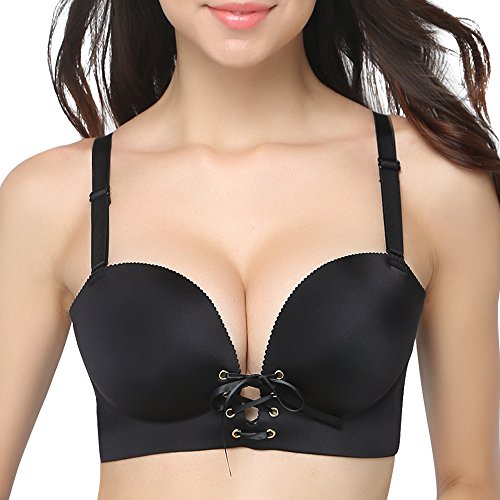 FallSweet Add Zwei Cups Bras Büstenhalter Für Frauen Push Up Gepolstert Ungefüttert (Schwarz,85D) von FallSweet